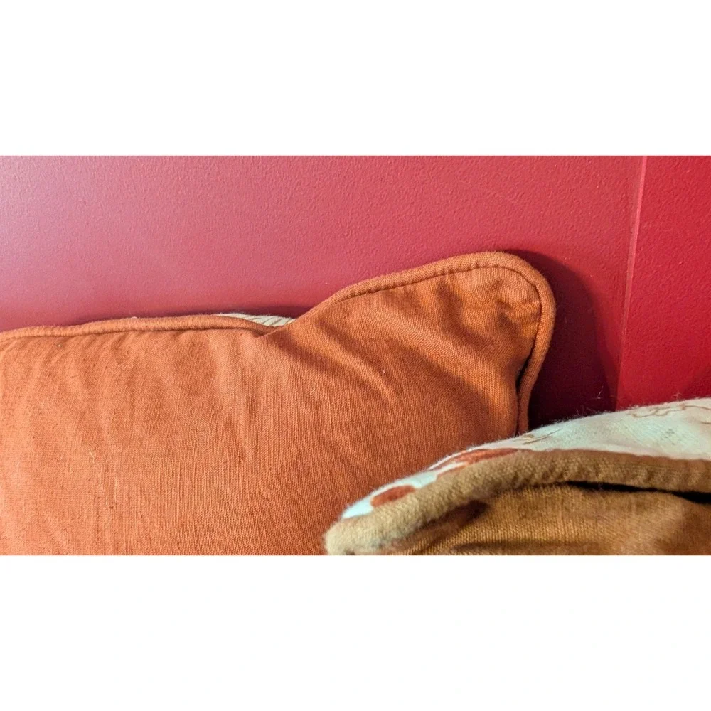 Set Of 2 Pier 1 EmbroideredHummingbird Tree Throw Pillows Gold‎ Brown Red 17